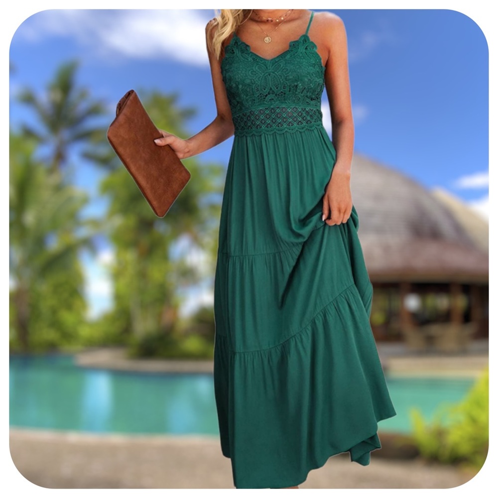 Dokuritu Free Spirit Crochet Lace Maxi Dress, L - BNWOT | NBW